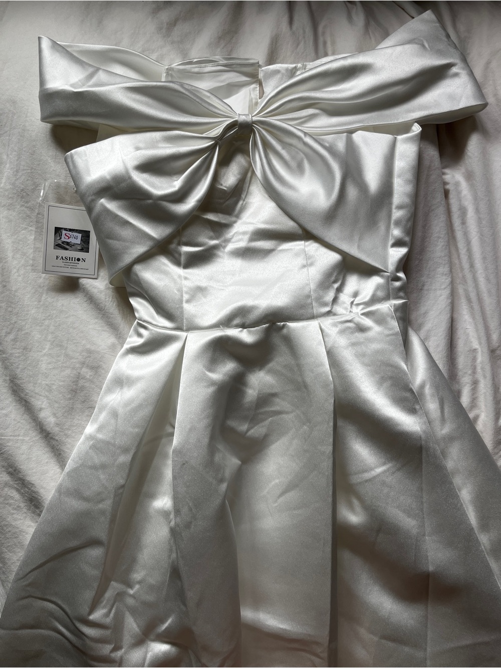 corset style off the shoulder white dress